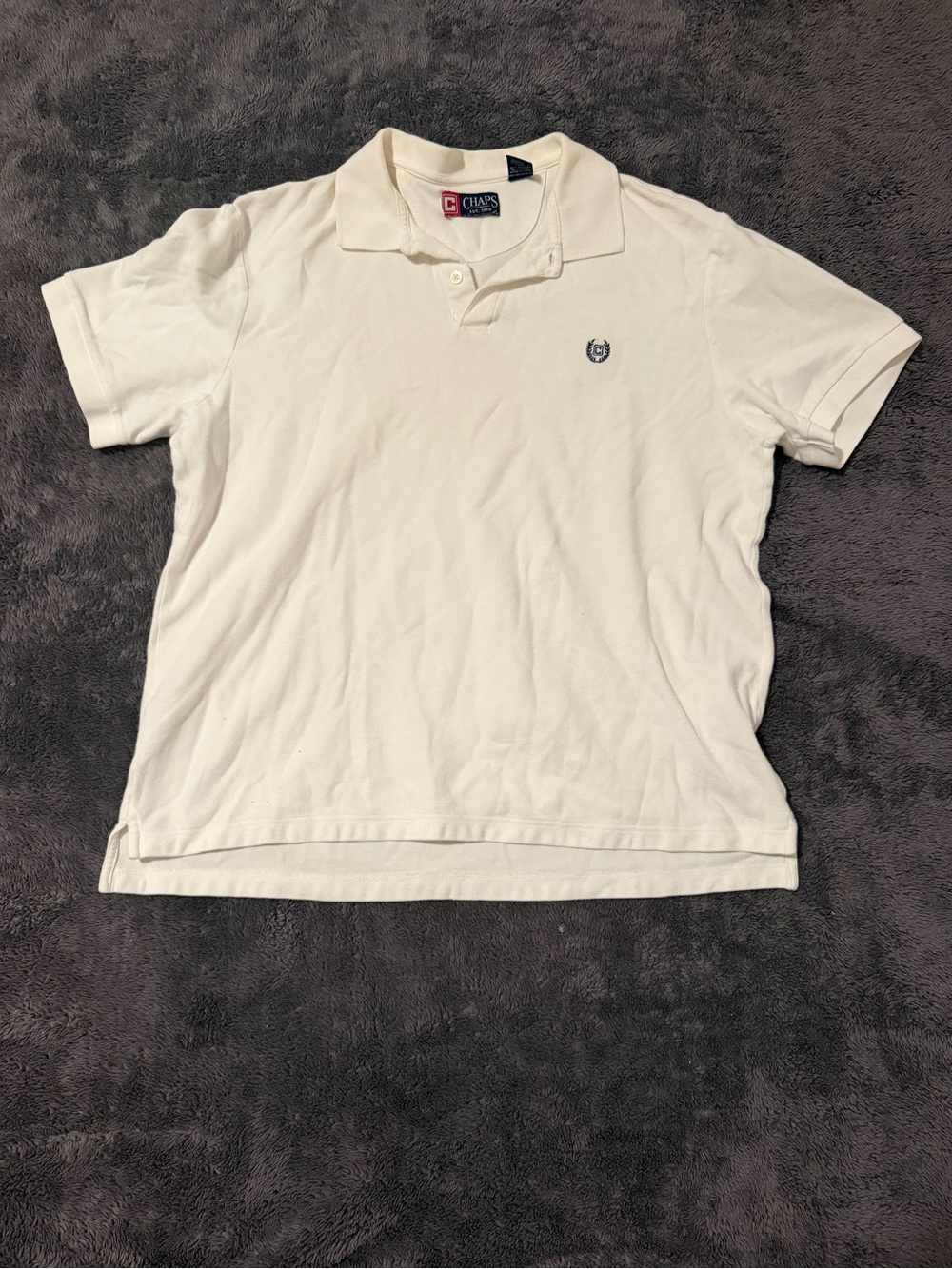 Chaps Men's XL White Solid Cotton Short Sleeve Embroidered Logo Polo Shirt